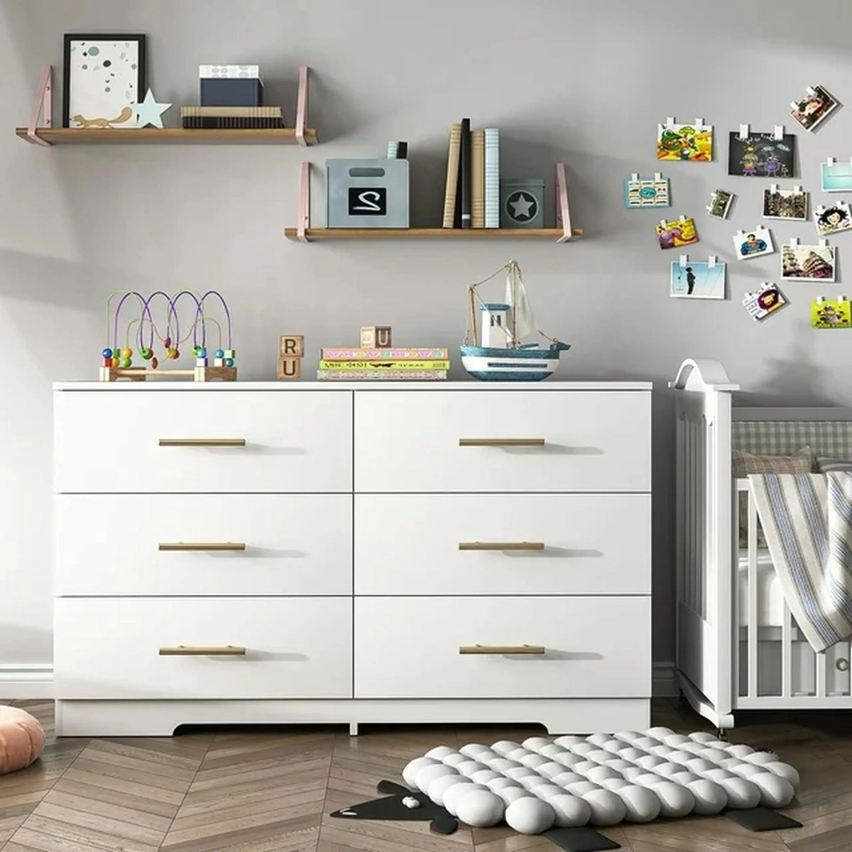 Black 6 Drawer Wood Dresser F97770