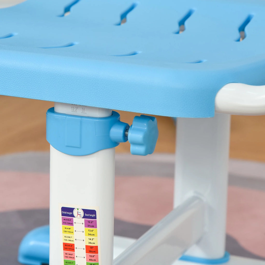 Kids Table and Chair Set with USB Lamp and Storage Drawer, Blue and White H64595