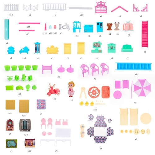 Pink Doll House with Furniture L604