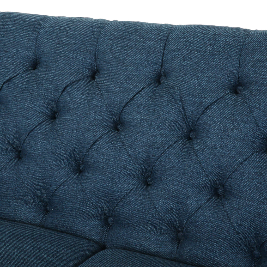Navy Blue Upholstered Fabric 3 Seater Sofa P866542