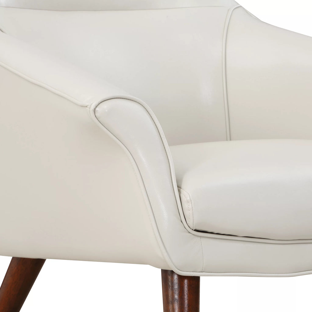 Cream Faux Leather Chair and Ottoman I53288