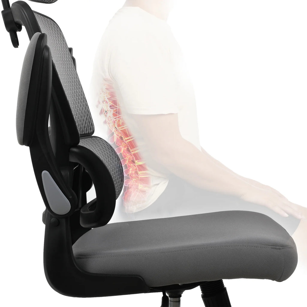 Grey Mesh Ergonomic Office Chair with Flip Up Arms Z133381