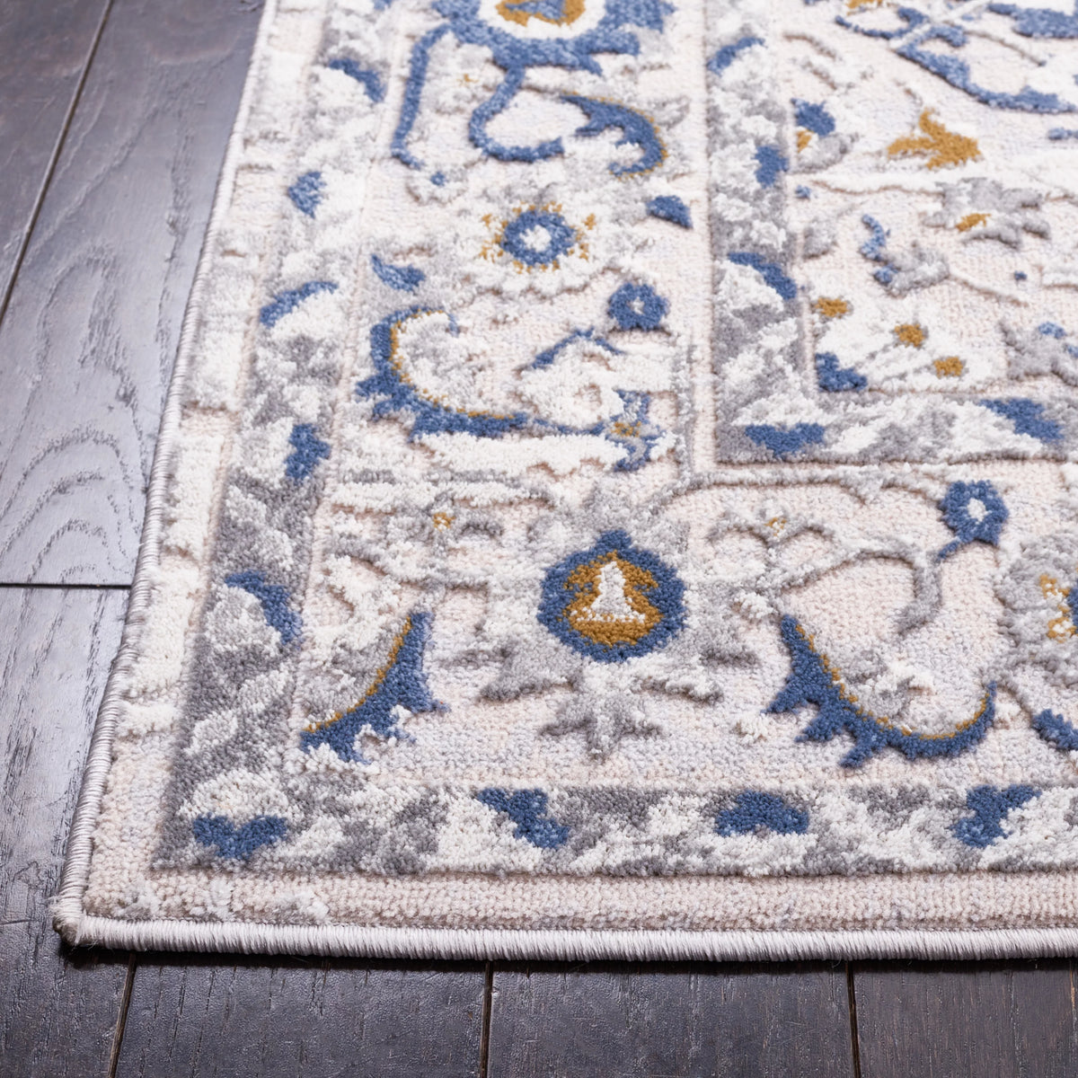 Light Grey Blue Oriental Area Rug 5'5" x 7'7" N535011