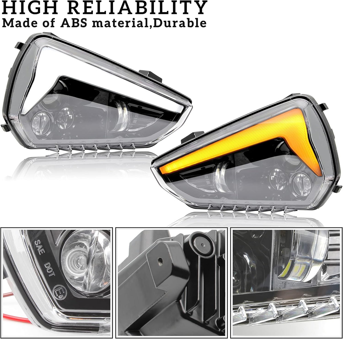 2PCS LED Headlights Assembly with High-Low Beams DRL Turn Signal Light T9031