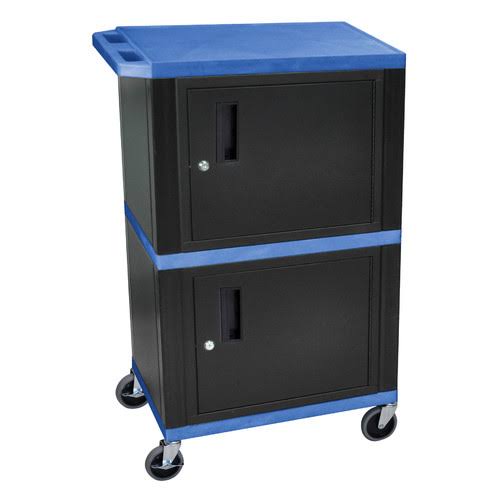 Mobile Printer Stand with Cabinet Storage, Blue N104399