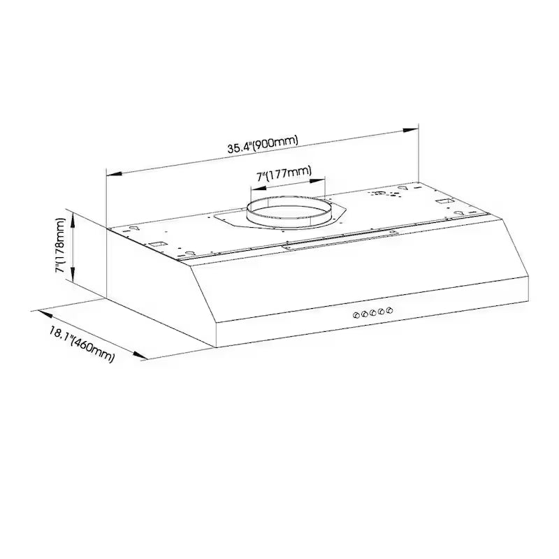 36 in. W Convertible Under Cabinet Range Hood in Black with LED Lighting and Charcoal Filter L967
