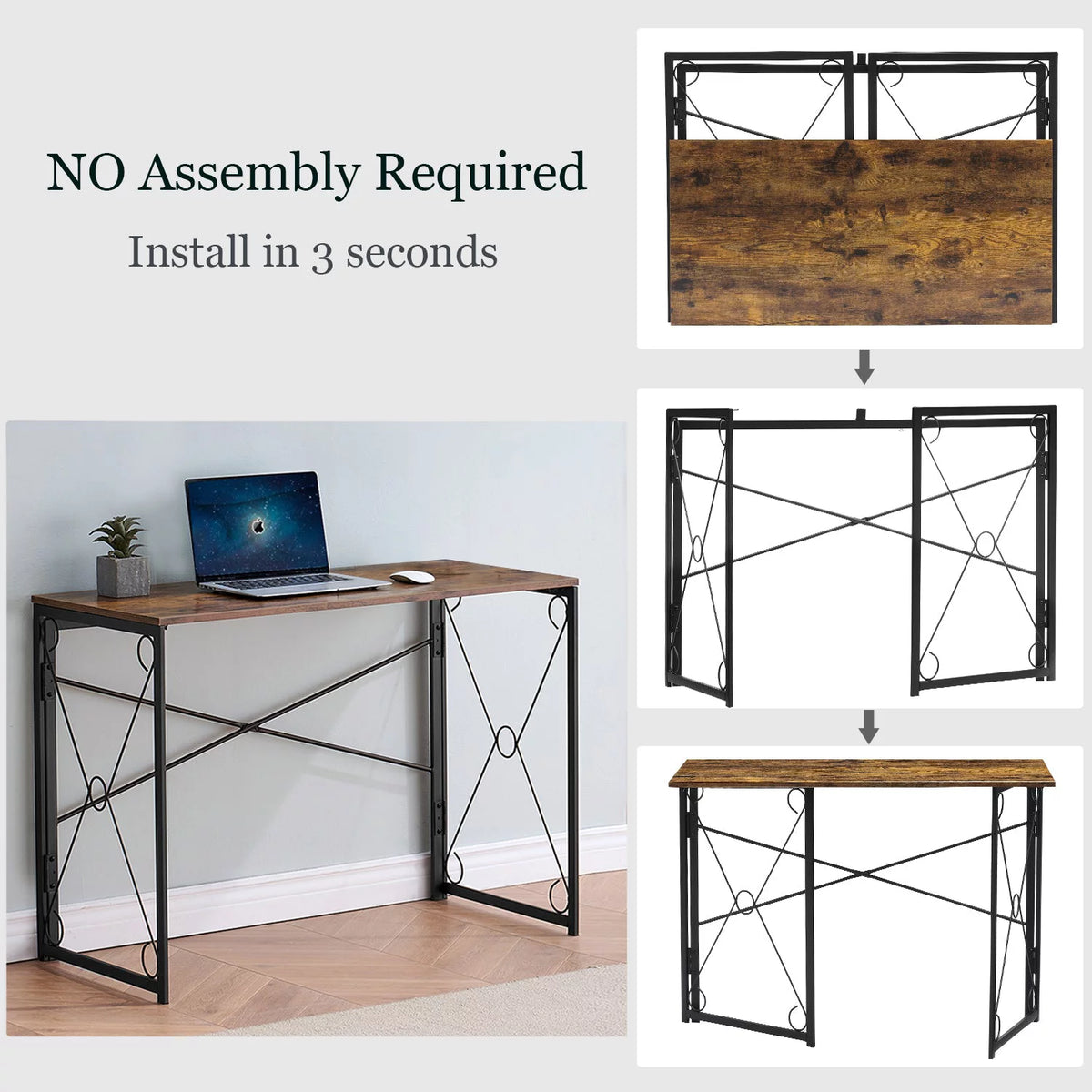 39'' Antique Brown Folding Computer Desk Y221717