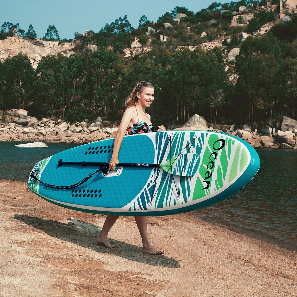 Light Green Inflatable Paddle Board 10'5''x33''x6'' with Paddle Backpack Pump T9777