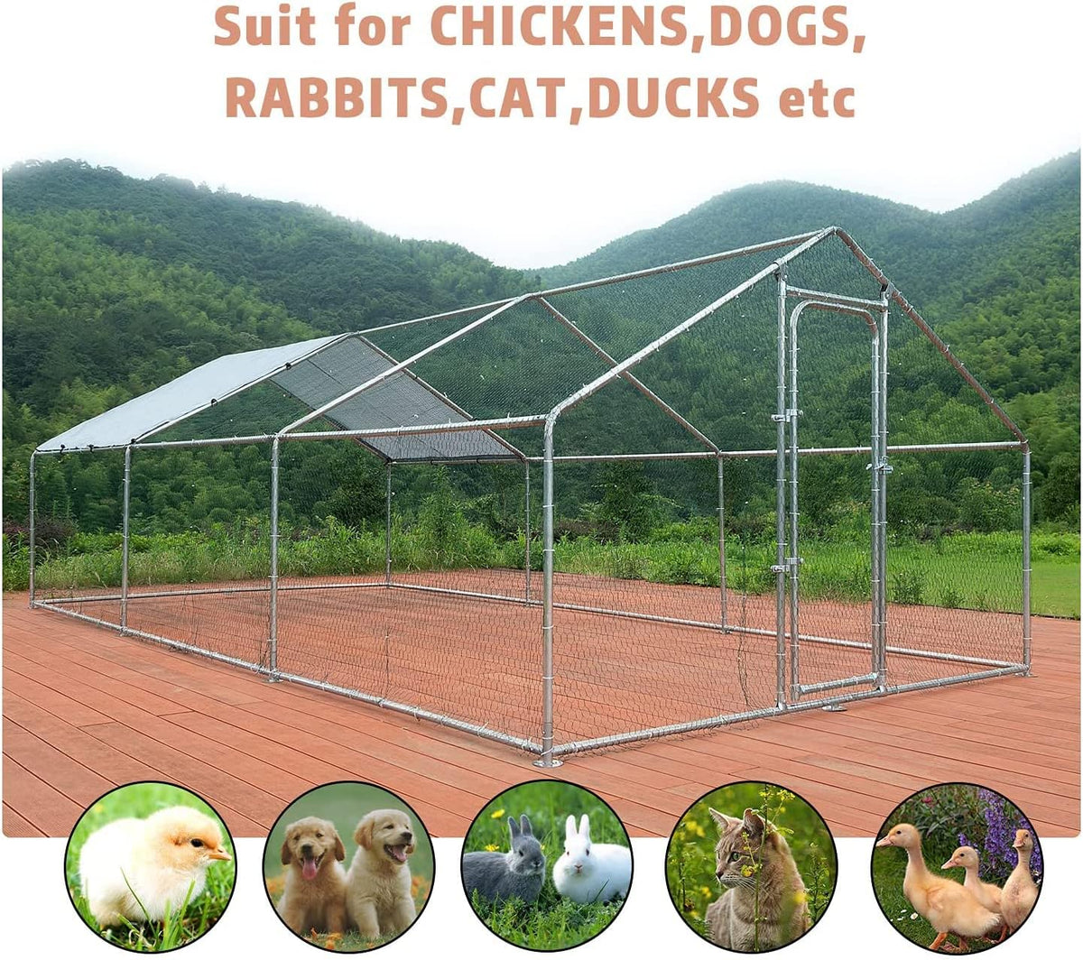Large Metal Chicken Coop Run H5514