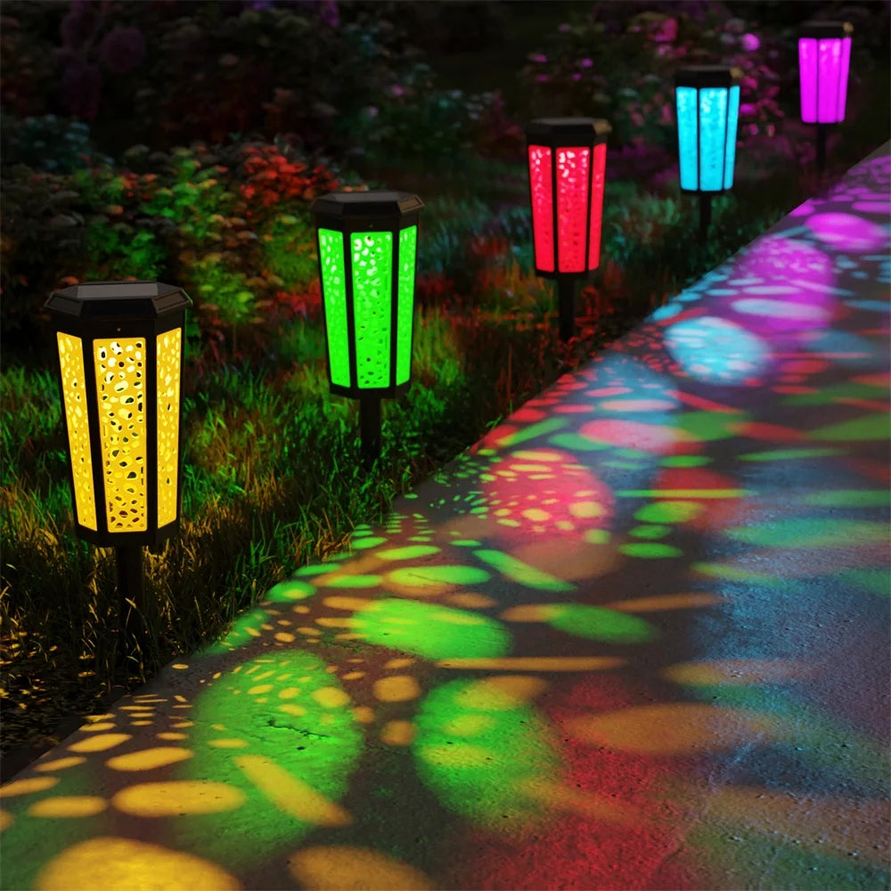 6 Pack Color Changing Waterproof Solar Pathway Lights G257