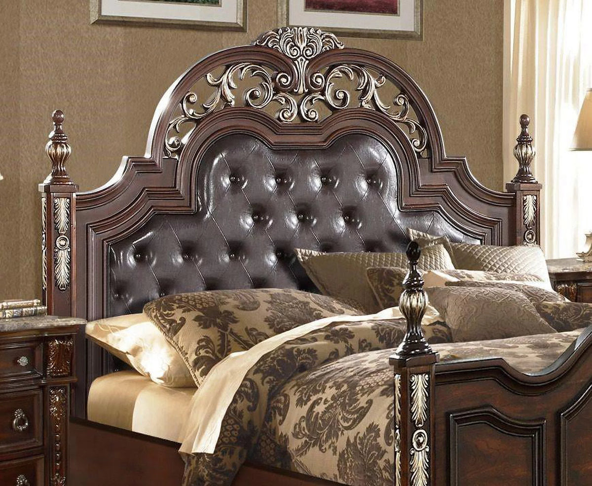Dark Cherry Upholstered Queen Size Bed S24674