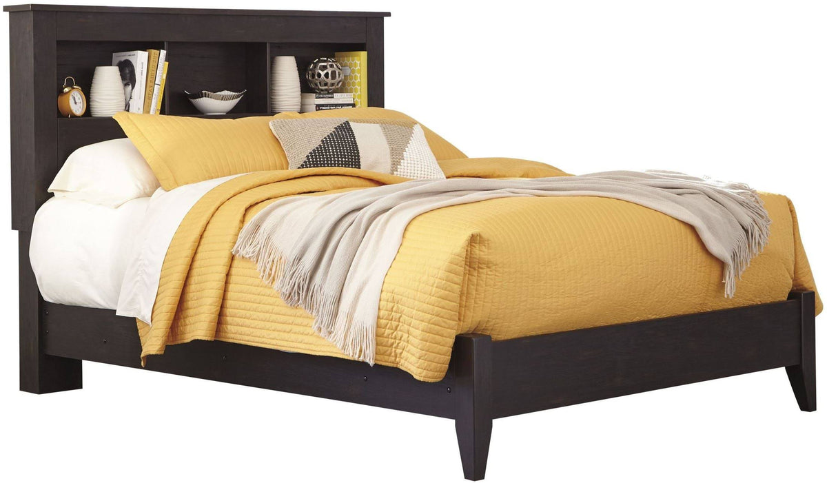 Dark Brown Queen Bookcase Panel Bed E65546