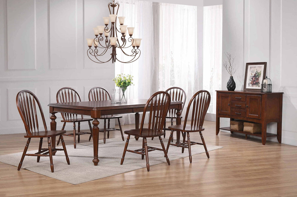 Brown Wood 8PC Extendable Dining Table Set V844