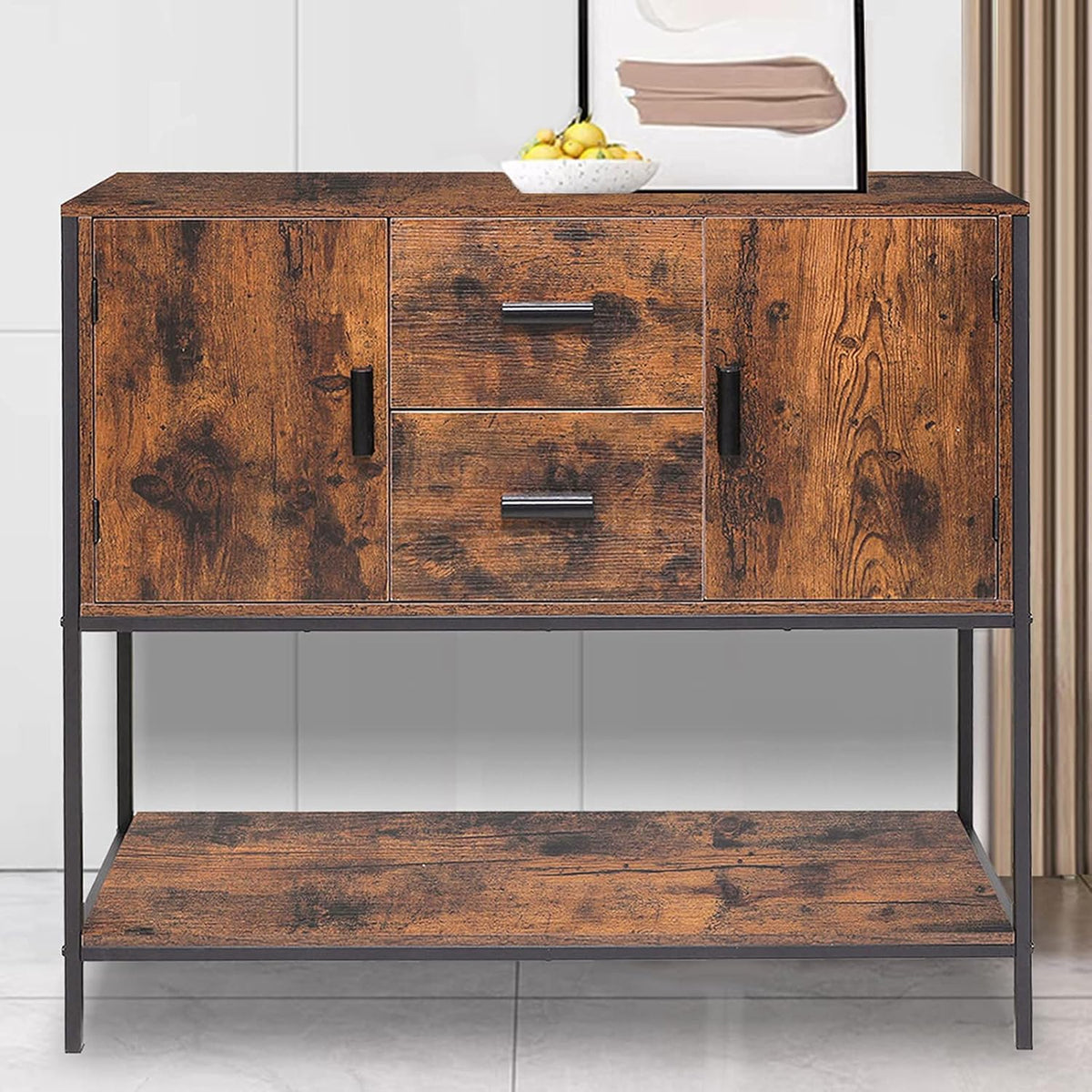 Rustic Brown Storage Cabinet with 2 Drawers M17180
