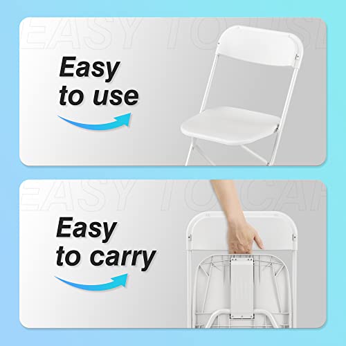 10 Pack White Plastic Folding Chair with Steel Frame I6540