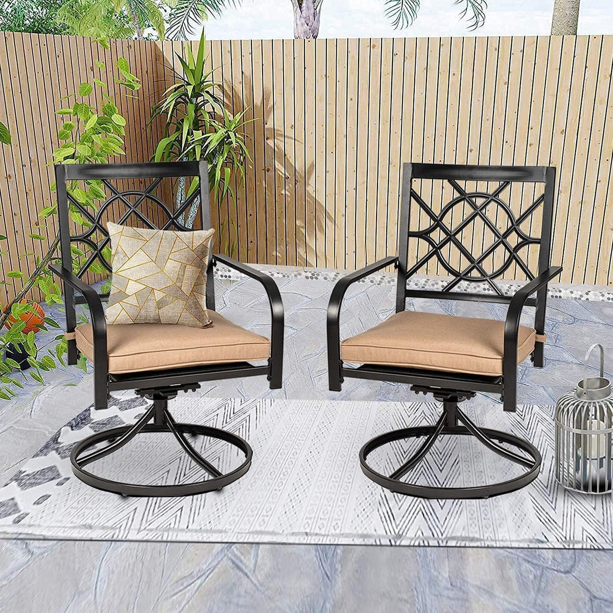 4 Piece Metal Swivel Cushioned Outdoor Dining Set E8000