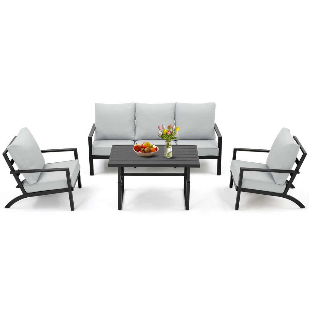 Aluminum Patio Furniture Set with Grey Cushions X6273
