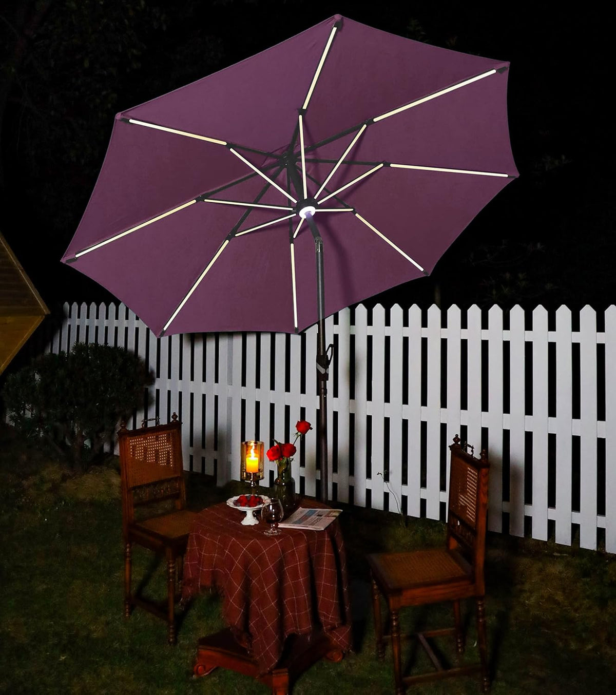 10 ft. Solar Powered LED Aluminum Patio Umbrella Sky Blue B742