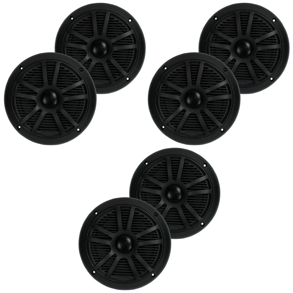 6.5 Inch Black Marine Audio Speakers (6 Pack) J296