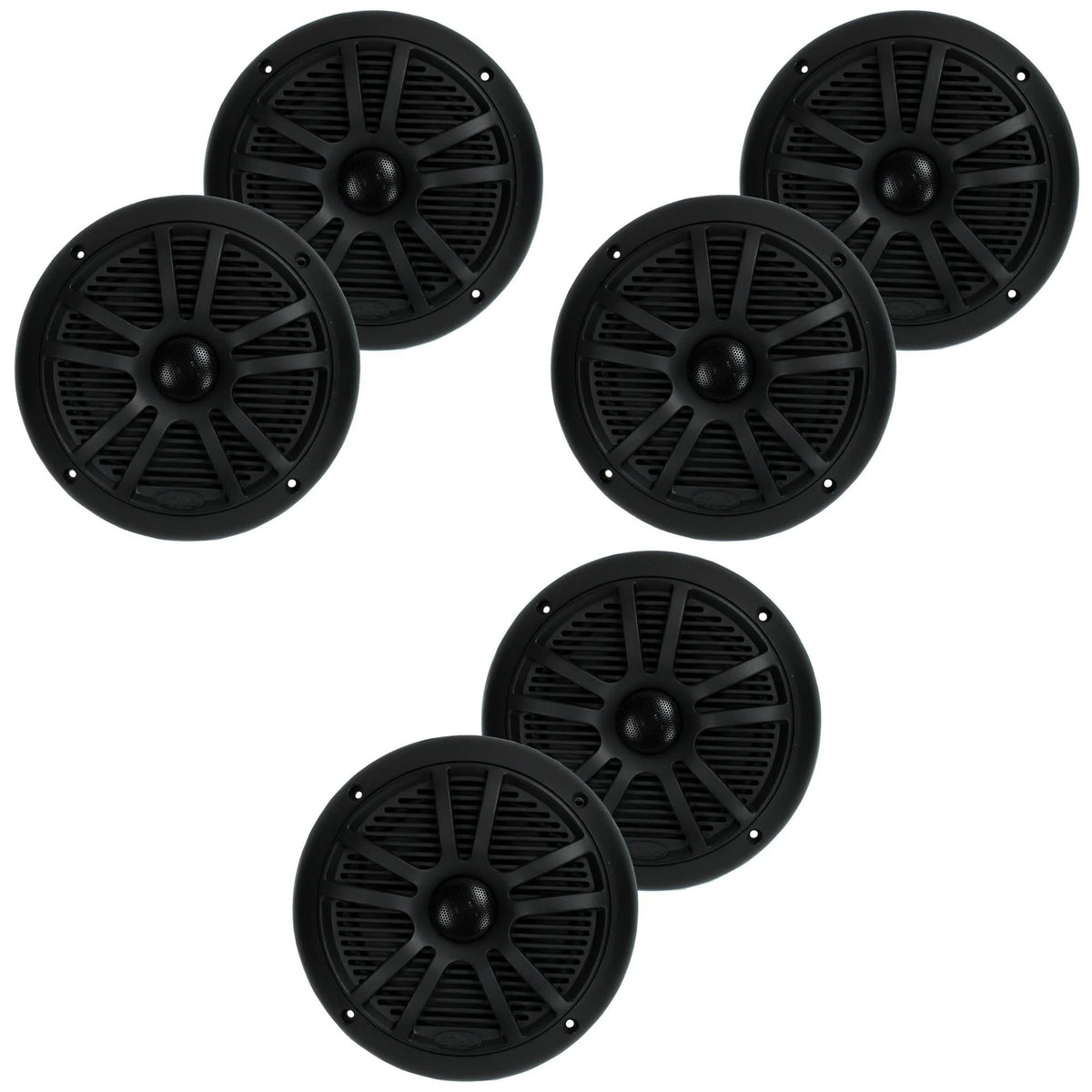 6.5 Inch Black Marine Audio Speakers (6 Pack) J296