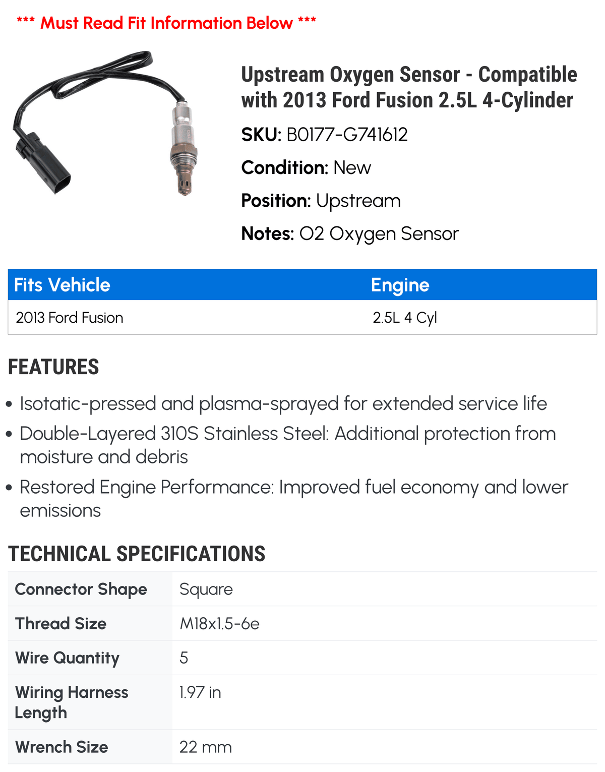Oxygen Sensor N8272