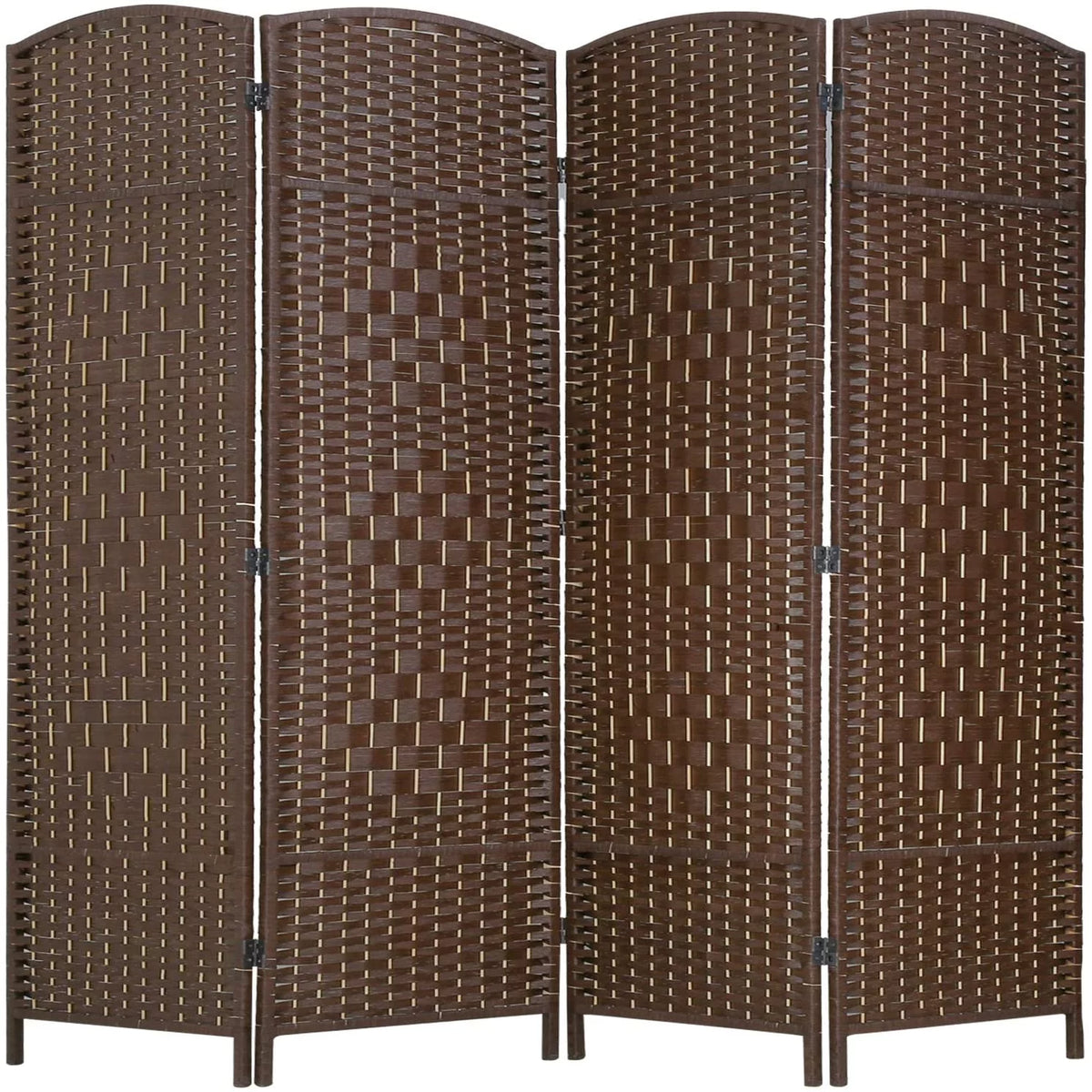 Brown 4 Panel Wood Room Divider Screen D525