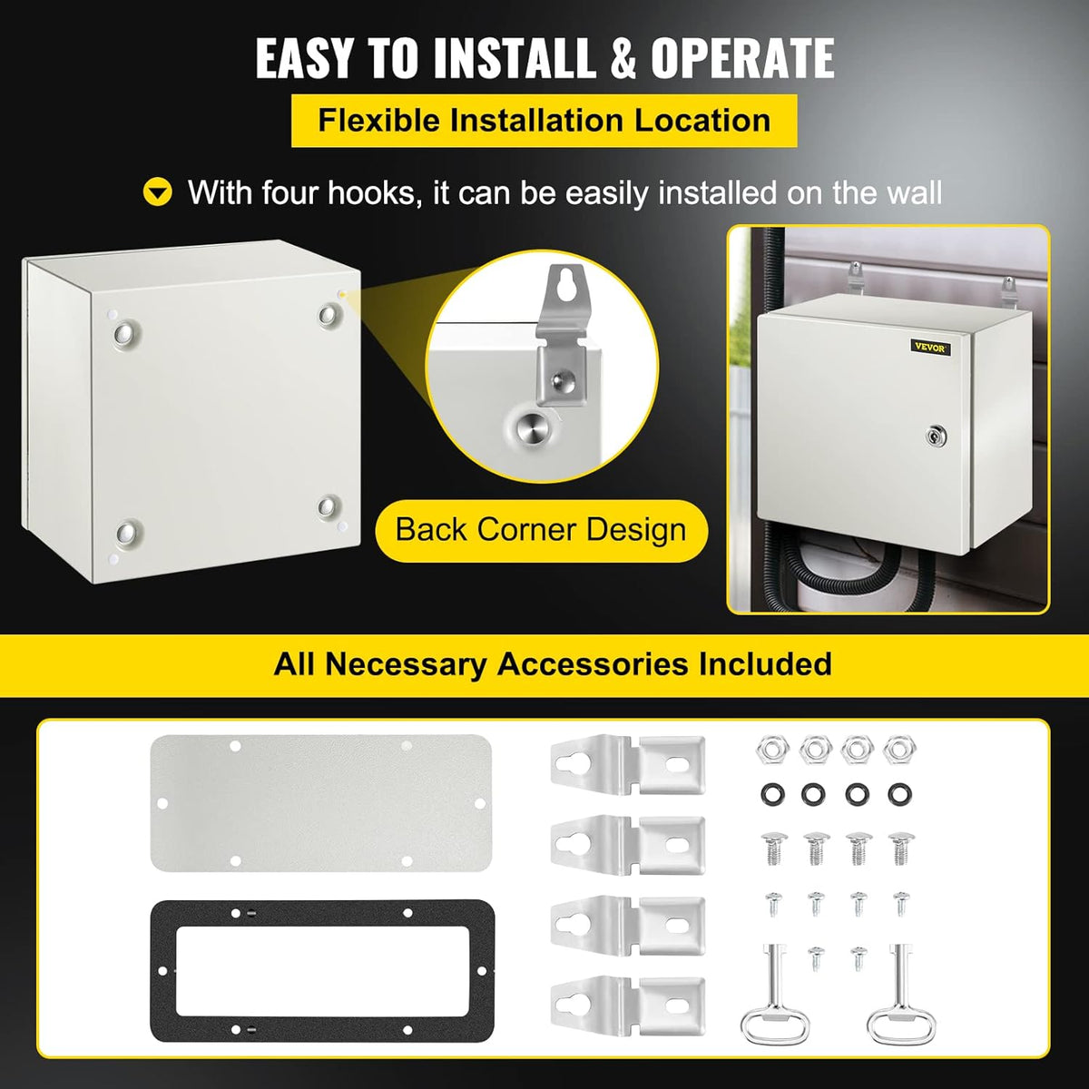 12 x 12 x 8'' NEMA 4X Steel Electrical Enclosure E759