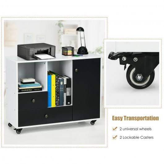 Black 2 Drawer Mobile Filing Cabinet I21014