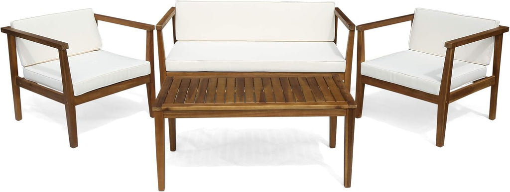 4-Seater Acacia Wood Chat Set with Coffee Table J605044