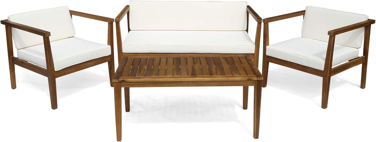 4-Seater Acacia Wood Chat Set with Coffee Table J605044