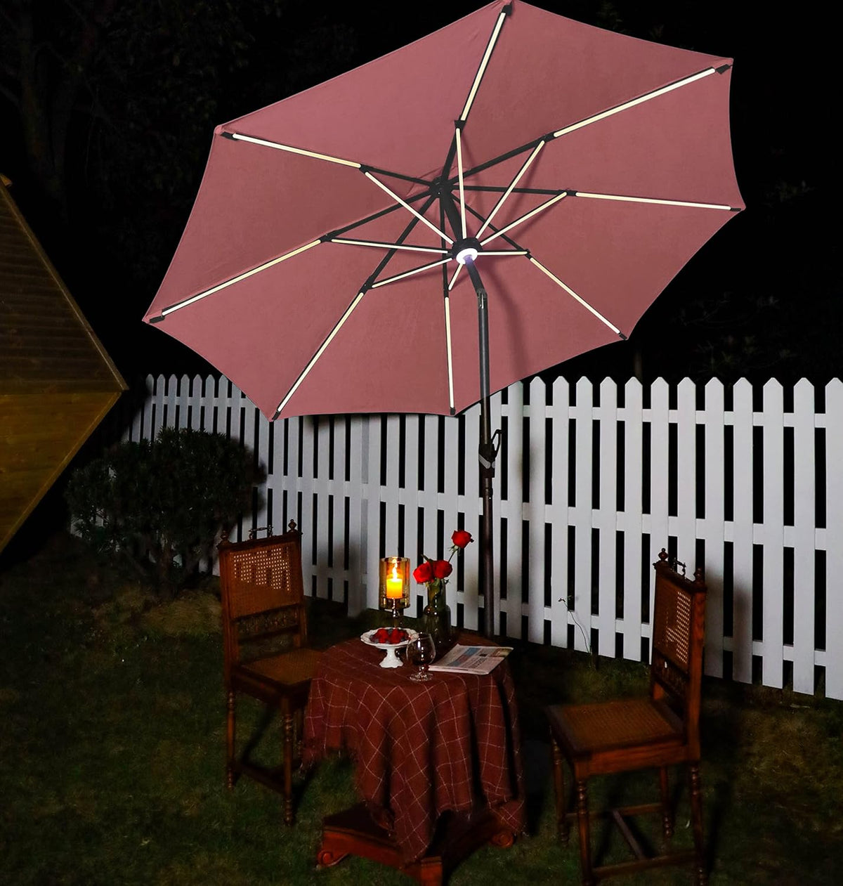 10 ft. Solar Powered LED Aluminum Patio Umbrella Sky Blue B742