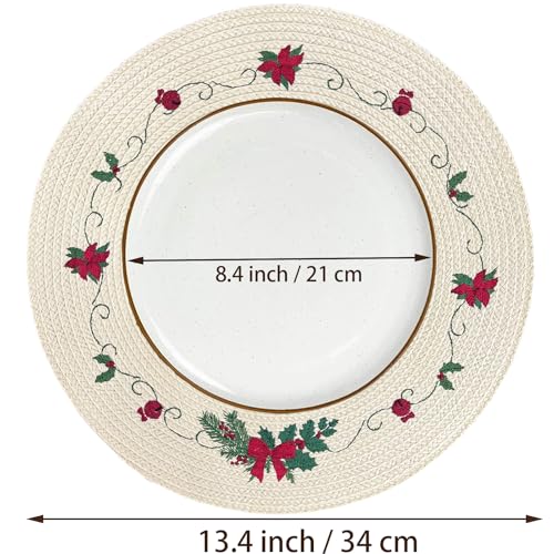 Christmas Placemats Set of 4 Round Embroidered Table Mats I94682