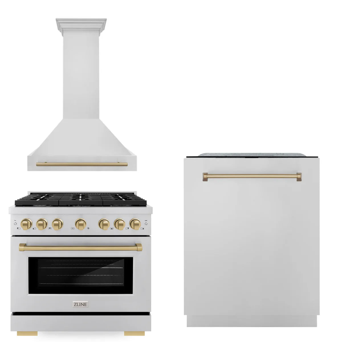 36 In. Gas Range, Range Hood, Dishwasher in Stainless Steel E126