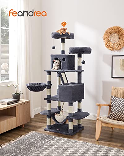 81.1-Inch Multi-Level Plush Cat Tree with Scratching Posts K742388