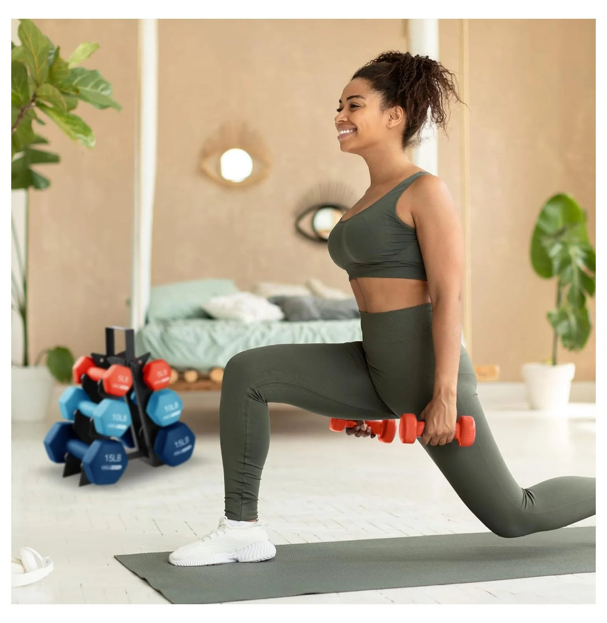 Neoprene Dumbbell Hand Weight Set with Rack E8525