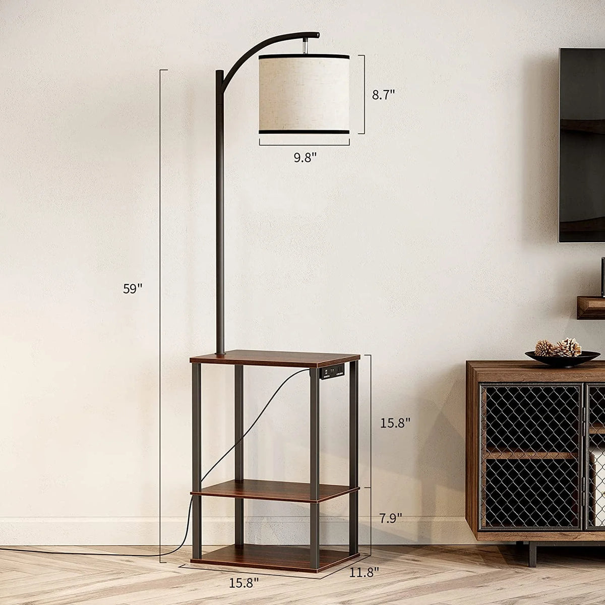 Floor Lamp with Table and USB Port W2688