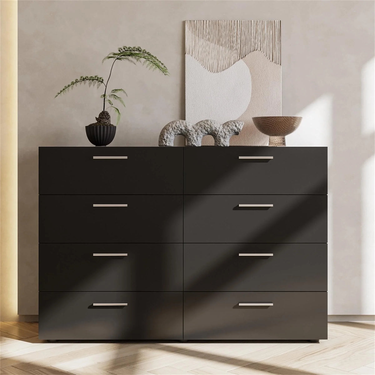 Black 6 Drawer Wood Dresser F97770