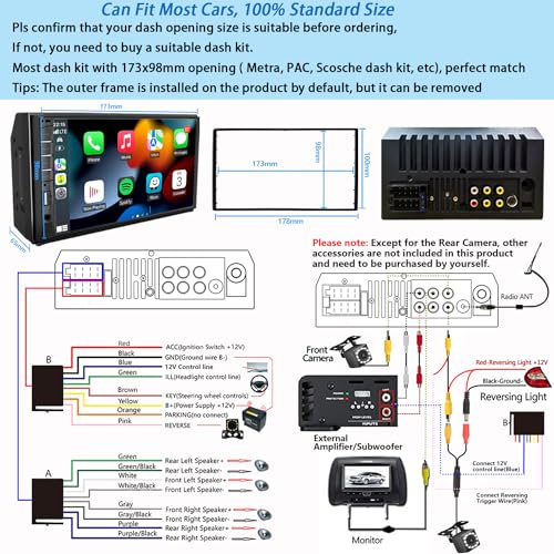 Double Din 7 inch Touchscreen Car Stereo with Backup Camera H1279