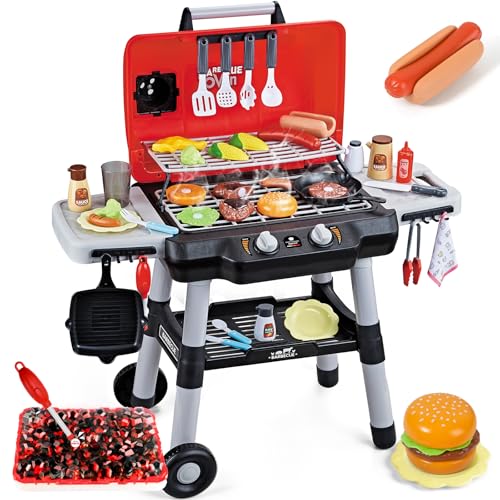 Kids BBQ Grill Playset with Smoke Sound Light L418