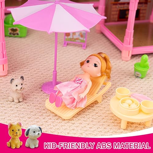 Pink Doll House with Furniture L604