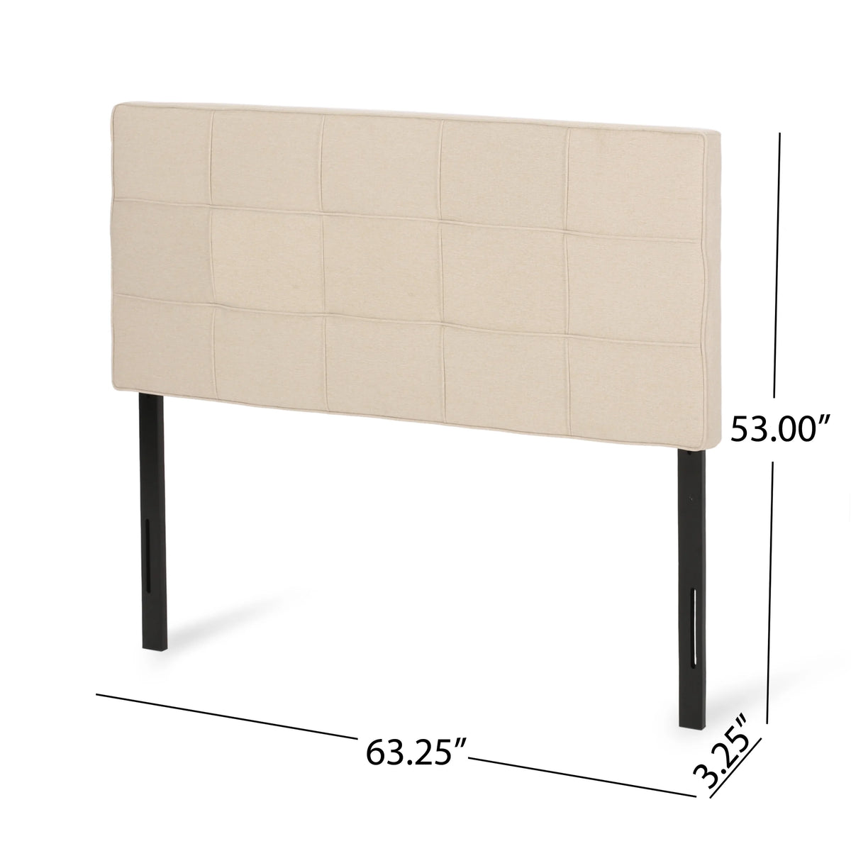 Beige Black Queen Full Upholstered Headboard O43518
