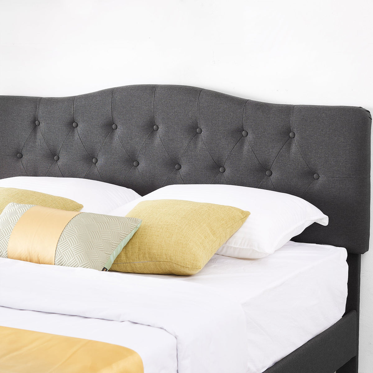 Queen Upholstered Platform Bed Frame with Adjustable Headboard C3063