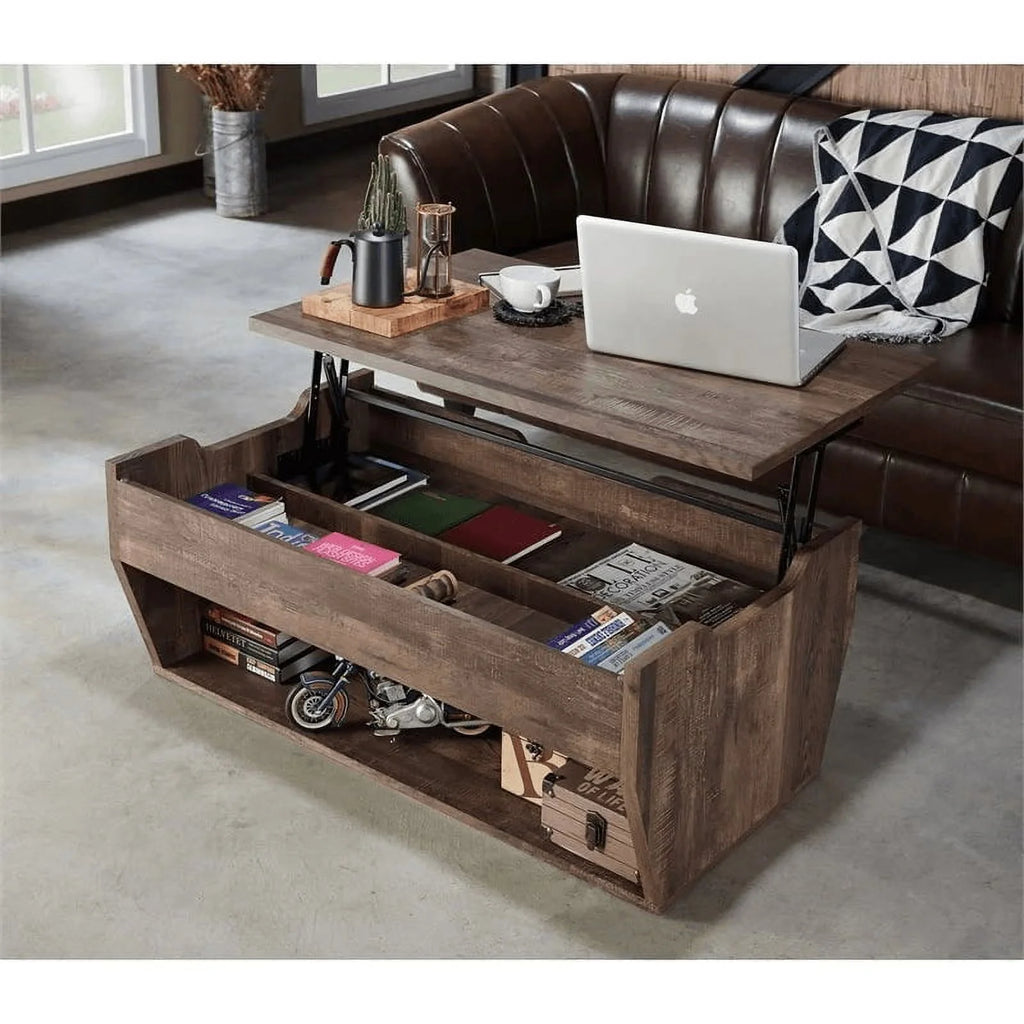 Oak Wood Storage Coffee Table and End Table Set B958