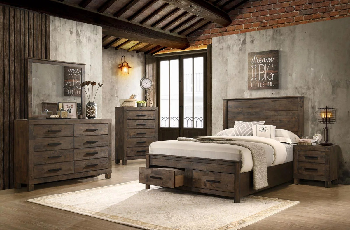King Storage Bed Rustic Golden Brown W83573