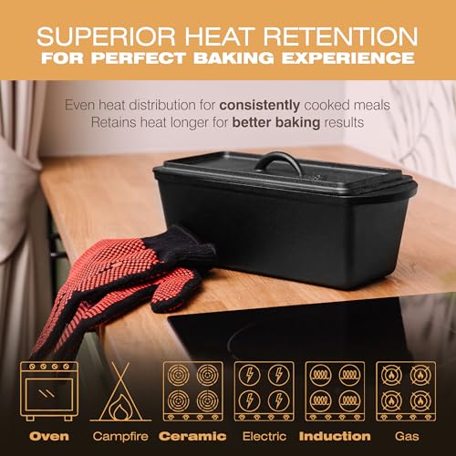 Pre-Seasoned Cast Iron Bread Loaf Pan with Lid P566