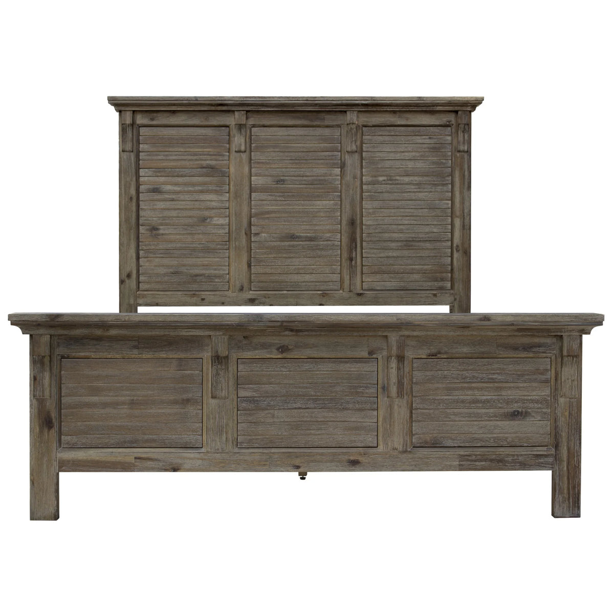 Queen Wood Bed in Weathered Gray and Brown V355232