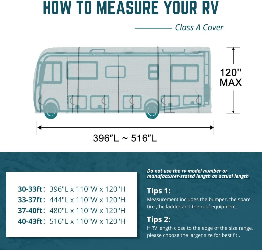 Class A RV Cover Fits 40'-43' Motorhome D349508