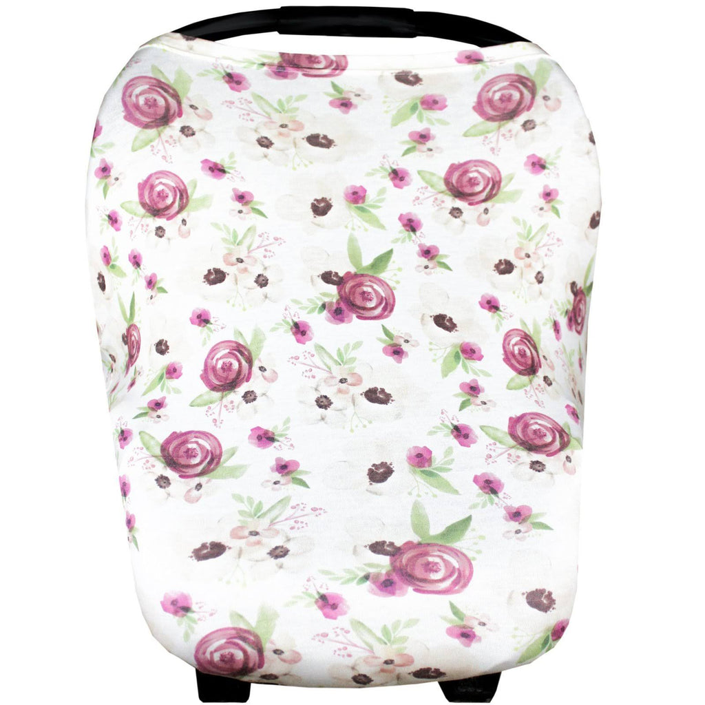 Baby Car Seat Cover Canopy and Nursing Cover Multi-Use Stretchy 5 in 1 Violet B856793