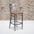Metal X Back Barstool with Wood Seat S436