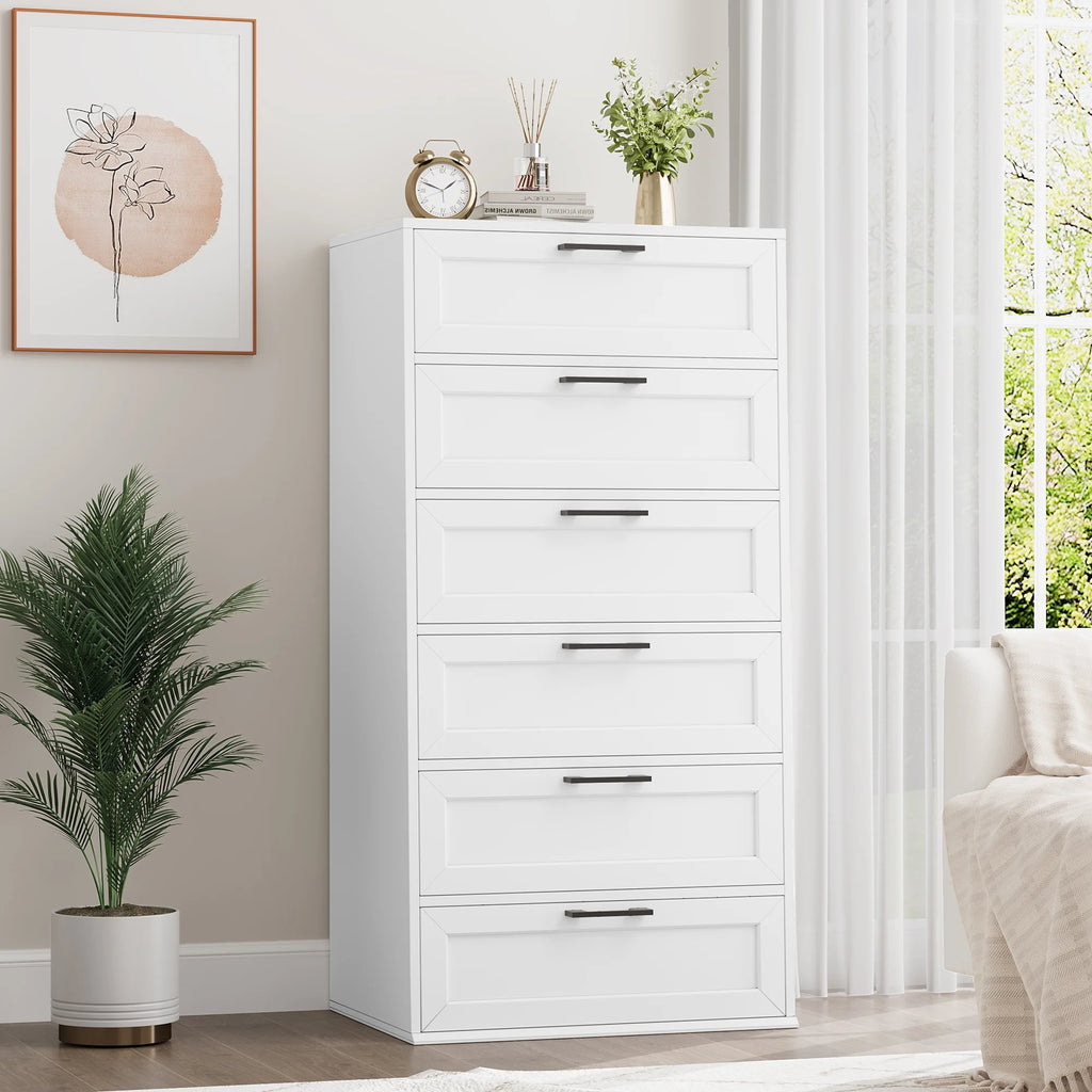White 6 Drawer Tall Dresser X23725